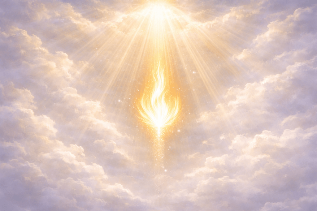 Spirito Santo, luce dal cielo, simbolo di salvezza e presenza divina