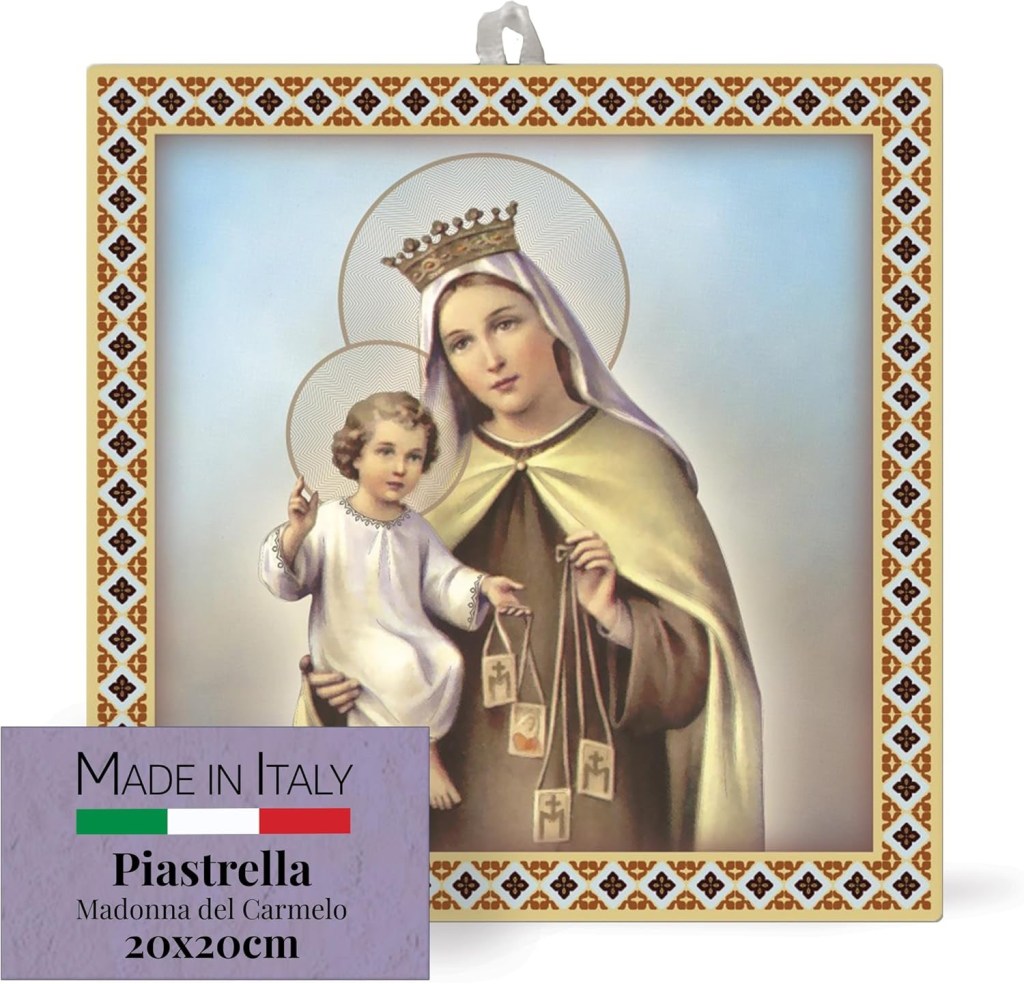 Madonna del Carmelo, con Gesù bambino, immagine devozionale per consacrazione al Carmelo