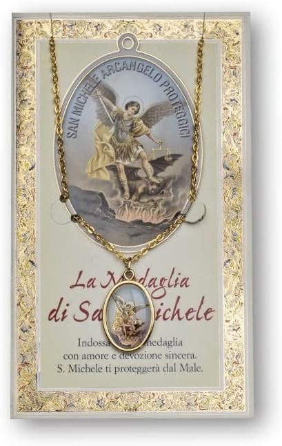 Medaglia di San Michele Arcangelo con immagine sacra e preghiera di protezione spirituale dal male