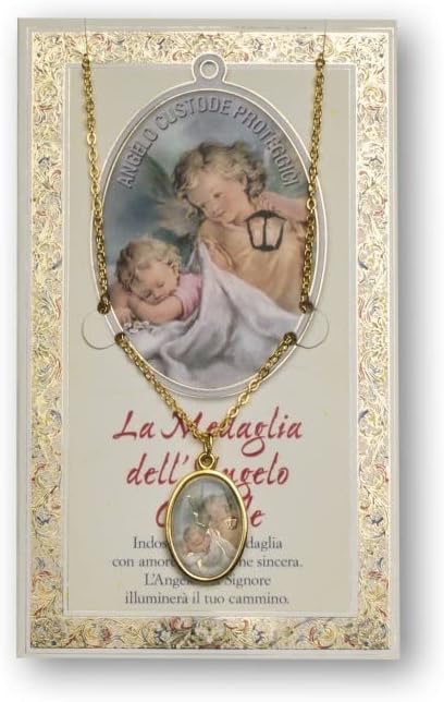 Medaglia con Angelo Custode, simbolo di protezione durante la notte e sicurezza spirituale