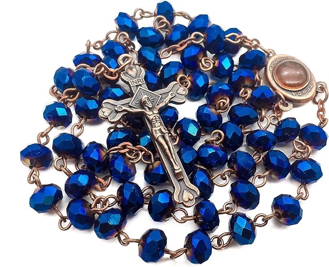 rosario  Ave Maria blu per preghiera quotidiana e devozione mariana