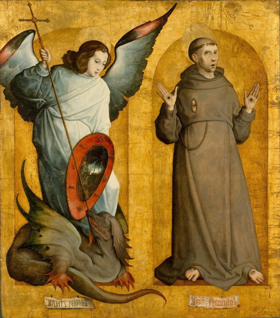 San Michele Arcangelo che sconfigge il demonio, icona sacra della tradizione cristiana, simbolo di protezione spirituale e vittoria del bene sul male