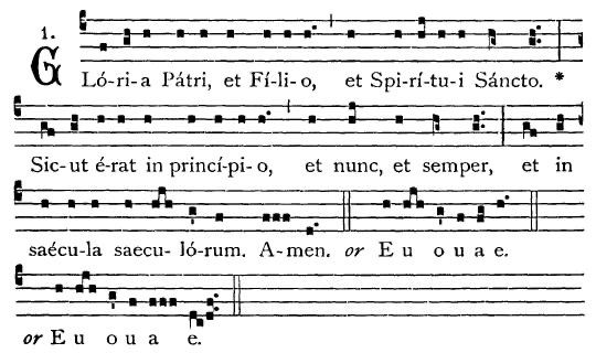 Gloria al Padre, testo latino, connotazione musicale gregoriana, simbolo della tradizione liturgica cristiana e della preghiera alla Santissima Trinità