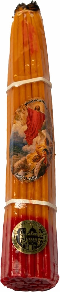 Candela sacra cristiana decorata Gerusalemme per preghiera e devozione