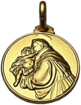 Medaglia con Sant'Antonio d'Padova e Gesù bambino argento 925 placcato oro