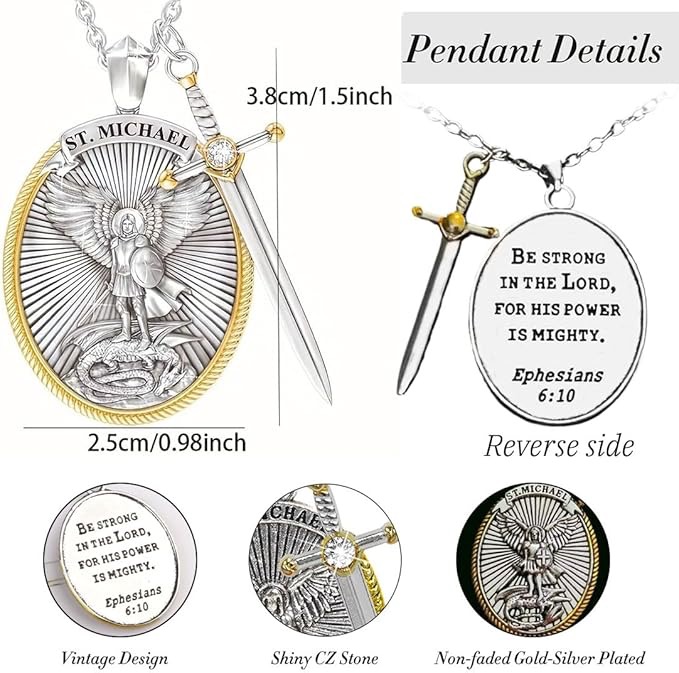Collana con medaglia di protezione di San Michele Arcangelo