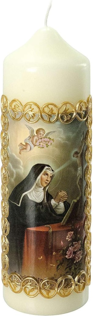 Candela votiva dedicata a Santa Rita Cesa per chiedere una grazia difficile o impossibile
