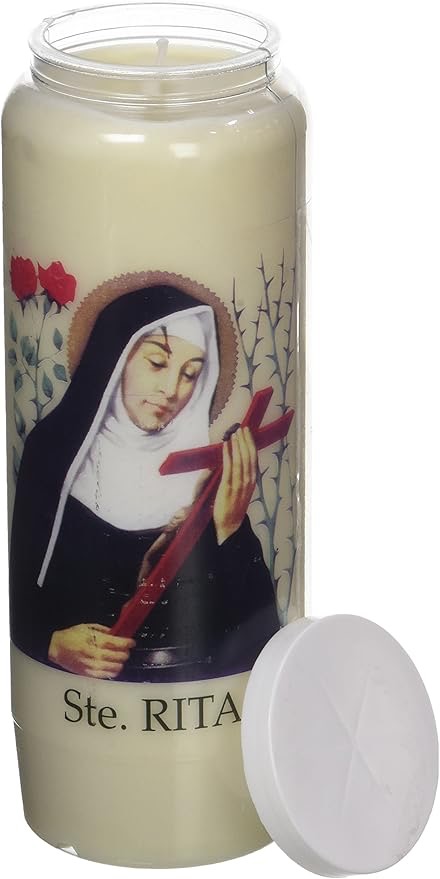 Candela votiva Santa Rita per preghiera, novena e richiesta di grazia